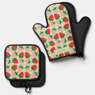 Berry Sweet Delights  Olive Green Oven Mitt & Pot Holder Set