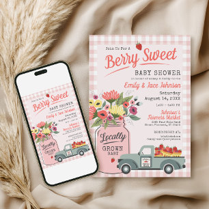 Berry Sweet Digital Farmers Market Baby Shower Invitation