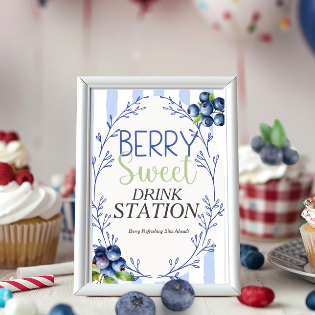 Berry Sweet DRINK STATION Blueberry  Sign  Invitation (Berry Sweet DRINK STATION Blueberry Sign)