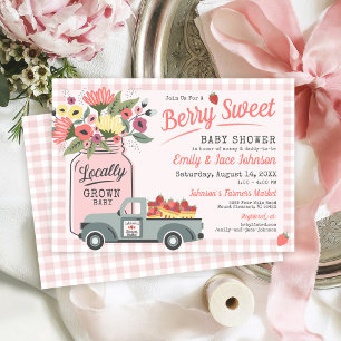 Berry Sweet Farmers Market Baby Girl Shower Invitation