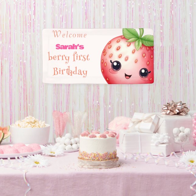 Berry sweet first birthday  banner (Party)