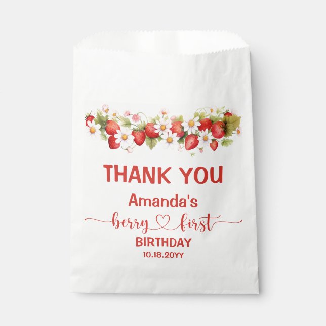 Berry Sweet First Birthday Favour Bag (Front)