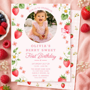 Berry Sweet First Birthday Invitation