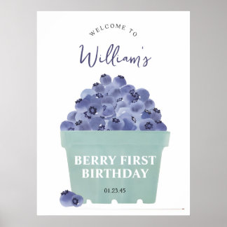 Berry Sweet First Birthday Welcome Sign 1st BDAY