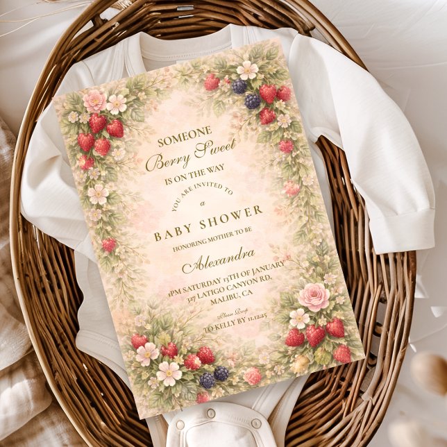 Berry Sweet Floral Baby Shower Invitation (Creator Uploaded)