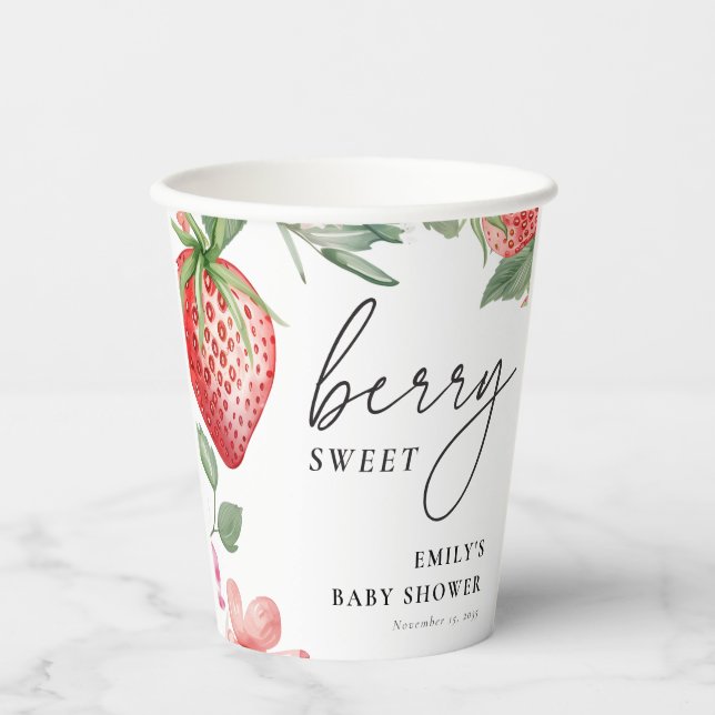 Berry Sweet Floral Baby Shower Paper Cups (Front)