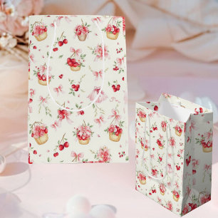 Berry Sweet Floral Cherry Gift Bag Elegant Pink