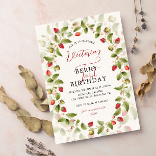 Berry Sweet Fresh Wild Strawberry Birthday Invitation