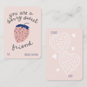 Berry Sweet Friend strawberry classroom Valentine Card