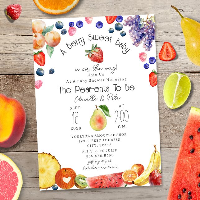 Berry Sweet Fruit Baby Shower Invitation (Creator Uploaded)