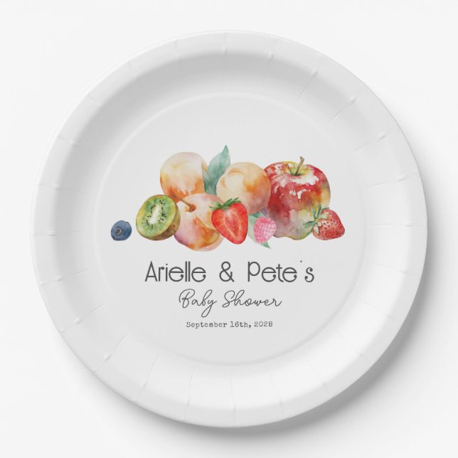 Berry Sweet Fruit Baby Shower Paper Plate (Front)
