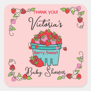Berry Sweet Fruit Basket Baby Shower Square Sticker