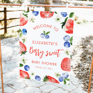 Berry Sweet Girl Baby Shower Welcome Poster
