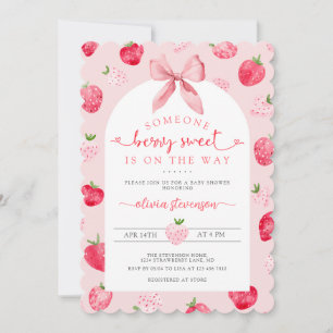 Berry Sweet Girl QR Code All in One Baby Shower Invitation