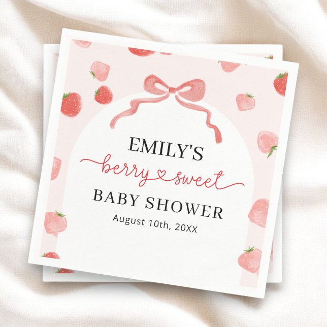 Berry Sweet Girl's Strawberry Baby Shower  Napkin (Creator Uploaded)
