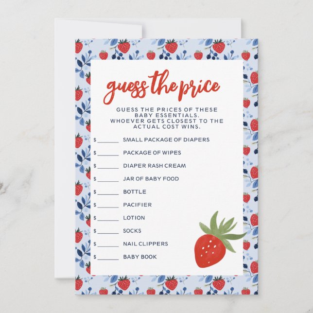 Berry Sweet Guess the Price Invitation (Front)