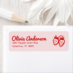 Berry Sweet Hand Drawn Strawberries Baby Shower Return Address Label