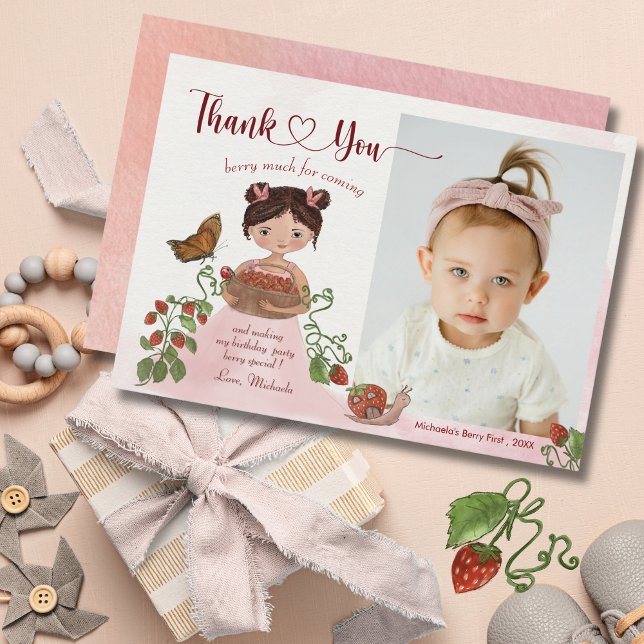 Berry Sweet Kids Birthday Photo Thank You Card (Berry Sweet Kids Birthday Photo Thank You Card)