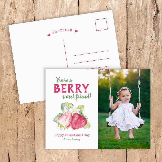 Berry Sweet Kids Photo Valentine's Day Holiday Postcard (Creator Uploaded)