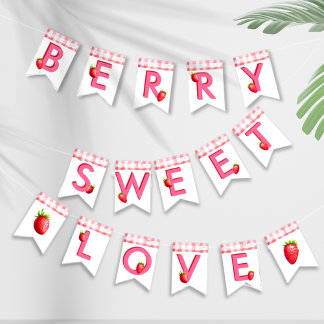 Berry Sweet Love Strawberry Gingham Pink Red Bach Bunting