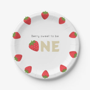 Berry sweet minimal 1st birthday  paper plate