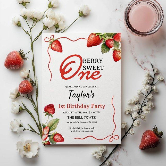  Berry Sweet One 1st Birthday Invitation  (Creator Uploaded)