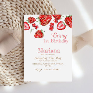 Berry sweet one first birthday Berry Birthday Invitation