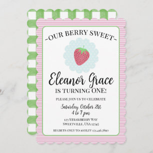 Berry Sweet One First Birthday  Invitation