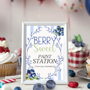 Berry Sweet Paint Station blueberry  Sign  Invitation