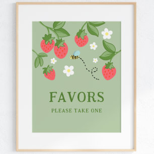 Berry Sweet Party Favour Strawberry Birthday Sign