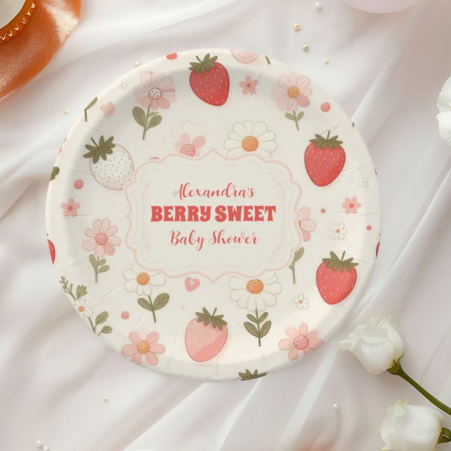 Berry Sweet Pink Coquette Baby Paper Plate (Creator Uploaded)