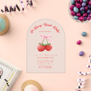 Berry Sweet Pink Coquette Baby Shower Acrylic Invitations