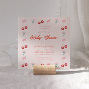 Berry Sweet Pink Coquette Baby Shower Invitation