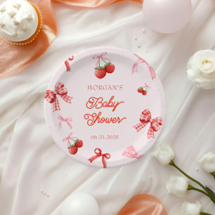 Berry Sweet Pink Coquette Baby Shower Paper Plate