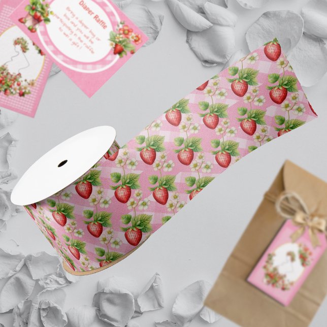 Berry Sweet Pink Gingham Shower Satin Ribbon (Creator Uploaded)