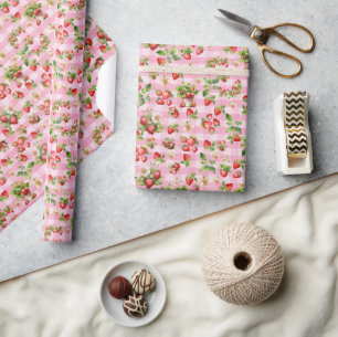 Berry Sweet Pink Gingham Wrapping Paper