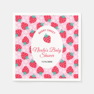 Berry Sweet Pink Strawberry Baby Shower Napkin