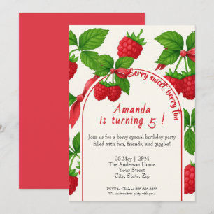 Berry Sweet Raspberry Kids Birthday Invitation 