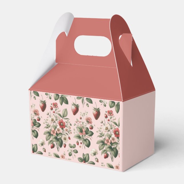 Berry Sweet Red and Pink Strawberry Favour Box (Front Side)