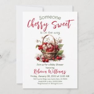 Berry Sweet Red Girl Cherry Baby Shower Invitation