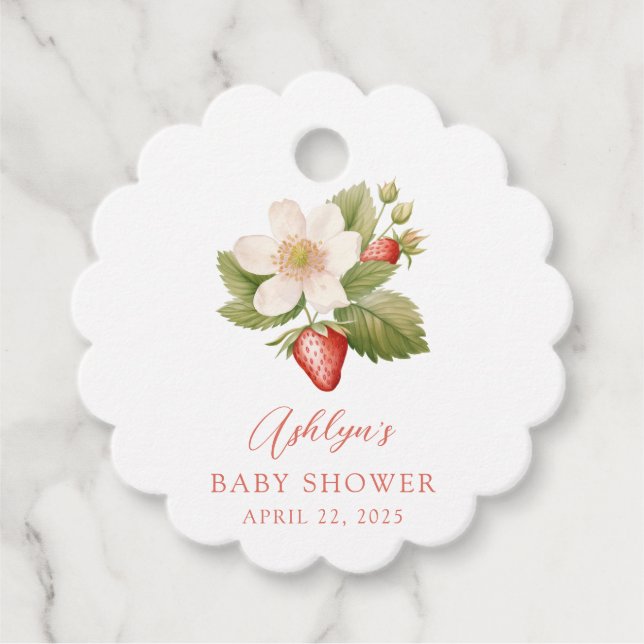 Berry Sweet Red Strawberry Baby Shower Favour Tag (Front)