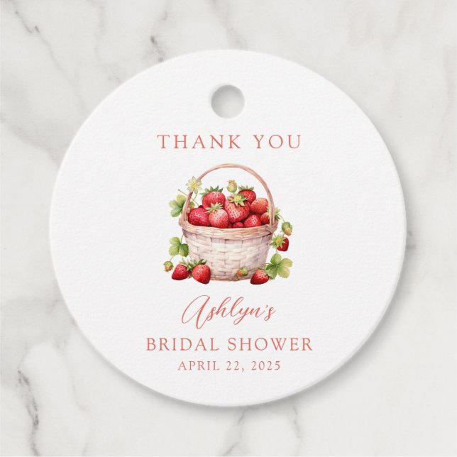Berry Sweet Red Strawberry Thank you Favour Tag (Front)
