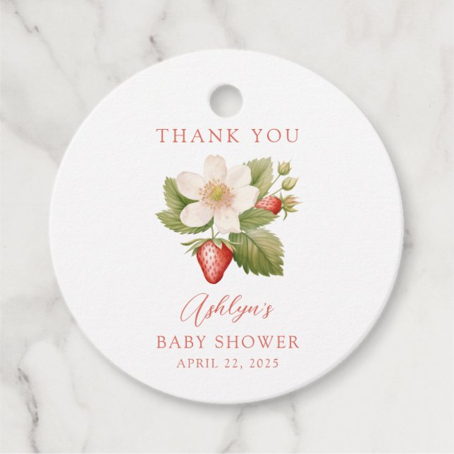 Berry Sweet Red Strawberry Thank you Favour Tag (Front)