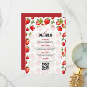 Berry Sweet Red White Baby Shower Details Card