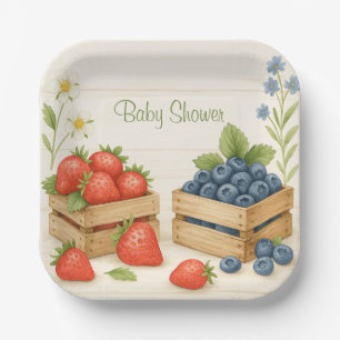Berry Sweet Rustic Baby Shower Paper Plate