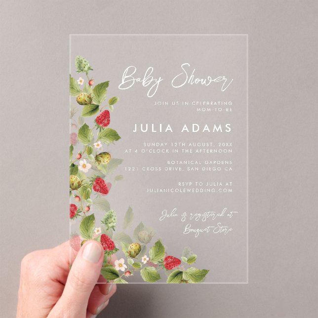 Berry Sweet Shower Acrylic Invitations (Insitu (Handheld))