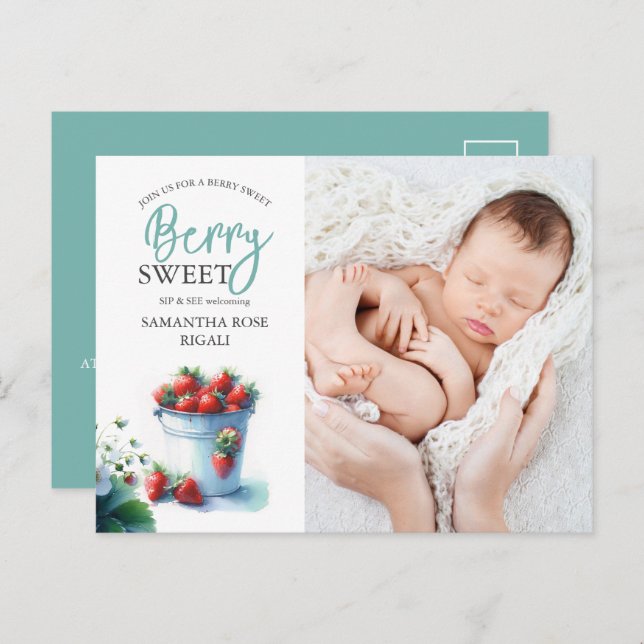 Berry Sweet Sip and See Baby Shower Invites (Front/Back)