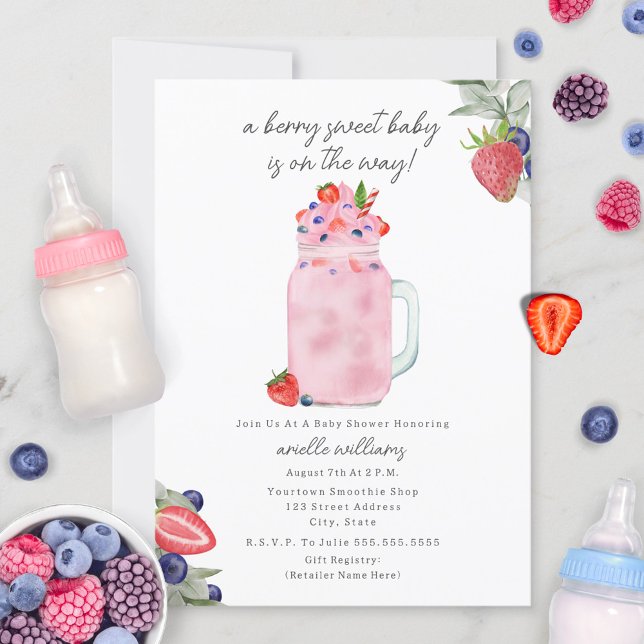 Berry Sweet Smoothie Baby Shower Invitation (Creator Uploaded)