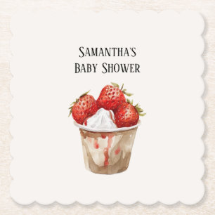 Berry Sweet Strawberries Baby Shower Paper Coaster