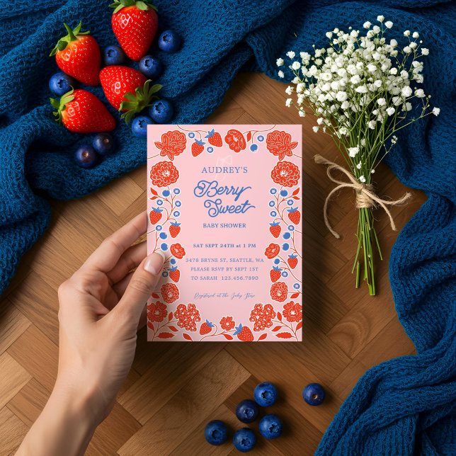 Berry Sweet Strawberries, Blueberries & Blooms Invitation (Berry Sweet Strawberries, Blueberries & Blooms Invitation)
